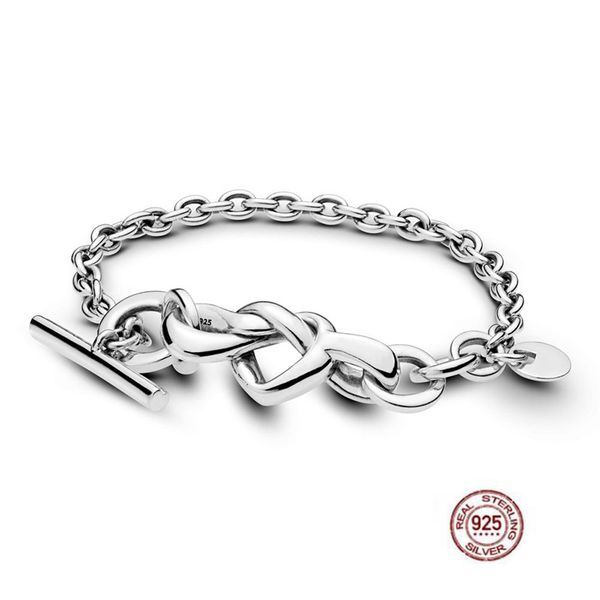 

2019 real 925 sterling silver knotted heart europe original bracelet fit women bead charm bangle gift diy jewelry drop shipping, Golden;silver