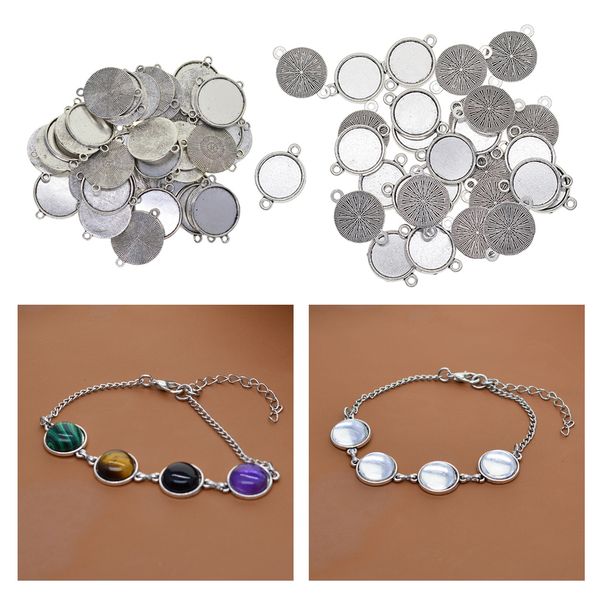 

80 pieces fit 12/14mm double hanging classical zinc alloy cameo cabochon base setting for diy bangle necklace bracelet jewelry accessories, Black