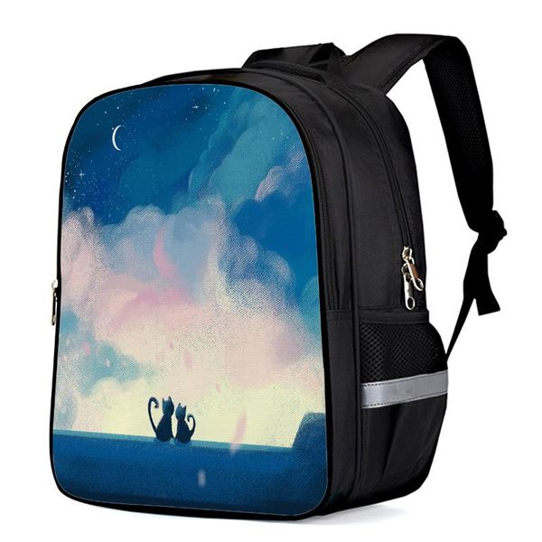 

valentine moonlight cats love couple lapbackpacks school bag child book bag sports bags bottle side pockets