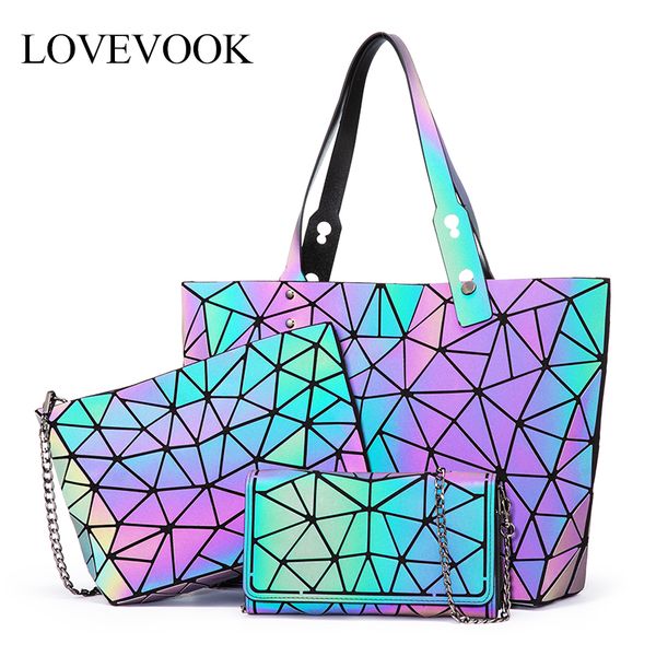 

lovevook женщины сумки сумки набор crossbody сумка для женщин 2020 геометрического светящегося плеча сумки женского кошелька и бумажника tot