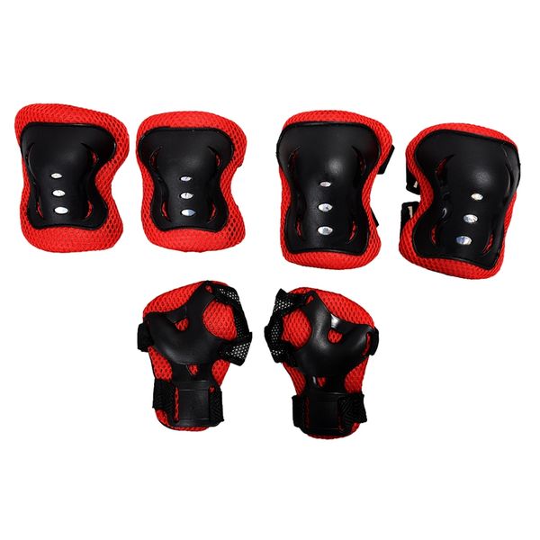 

kid cycling role skating knee elbow wrist protector pads - black and red, Black;gray