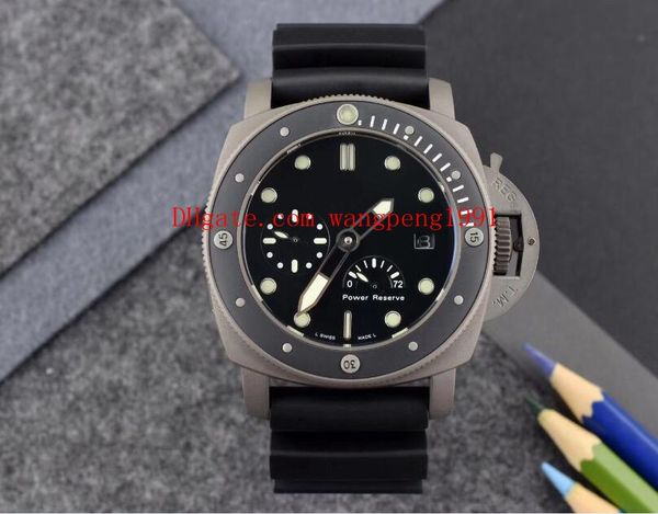 

watch 47mm black dial p 614 p 00614 stainless steel asia mechanical rubber strap bands automatic mens watch watches, Slivery;brown