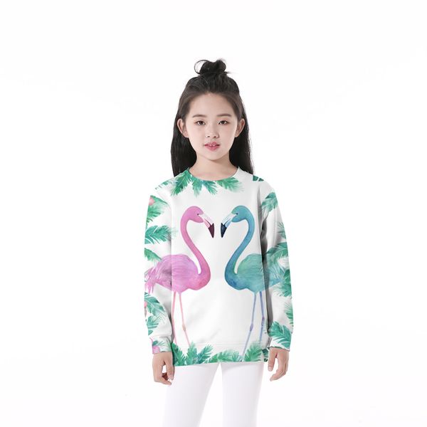 

anti-samely 3d printing flamingo children o-neck sweatshirts baby boys girls child long sleeves kids clothes, Black