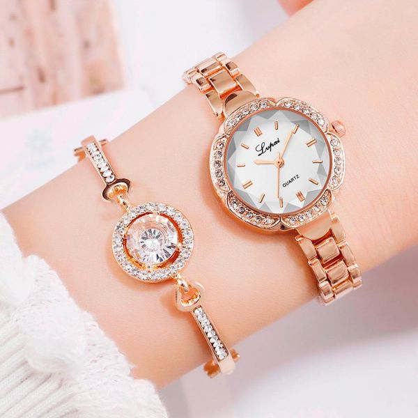 

lvpai fashion women watches bracelet watch suit small and delicate european beauty simple casual watch with bracelet relogio, Slivery;brown