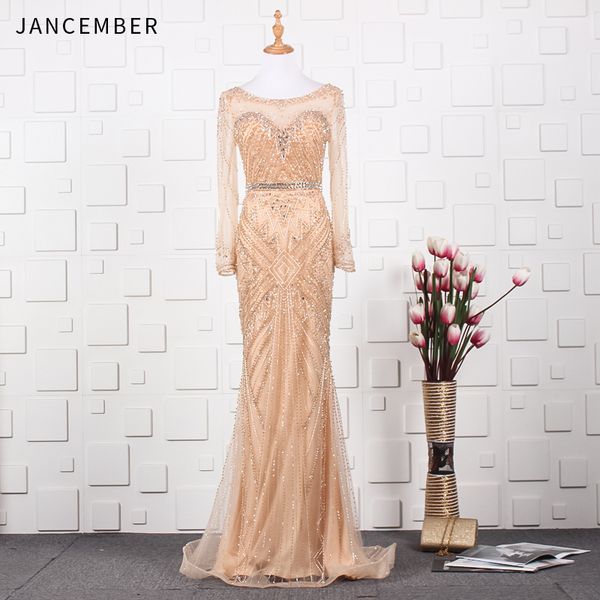 

jancember vestido de gala бисероплетение кристалл шаблон полный рукав иллюзия о-образным вырезом суд поезд русалка органза новая партия длин, White;black