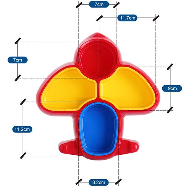 

new-baby cartoon tableware children aircraft-shaped baby plate multi-compartment feeding tableware meal plate dinner plastic pla
