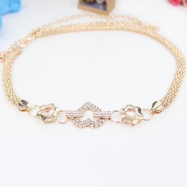 

belts for women chain stretchy strap elegant waist belt metal designer belts luxury female waistband heart rhinestone, Black;brown