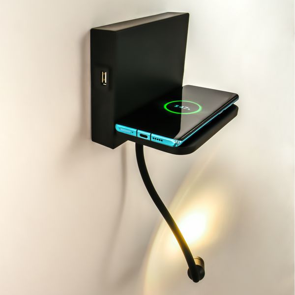 

zerouno wall light fixures flexible led head dc 5v 2a usb port 9v 1a wireless charger board 3w cree bedside reading night lights