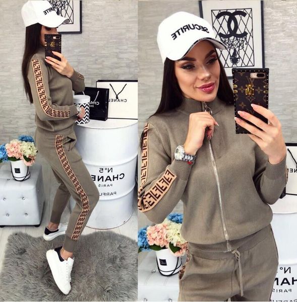 

Бесплатная доставка Женская повседневная мода осень-весна с длинными рукавами из двух частей Jogger Set Ladies Fall Спортивный костюм спортивные костюмы черный плюс размер S-2XL