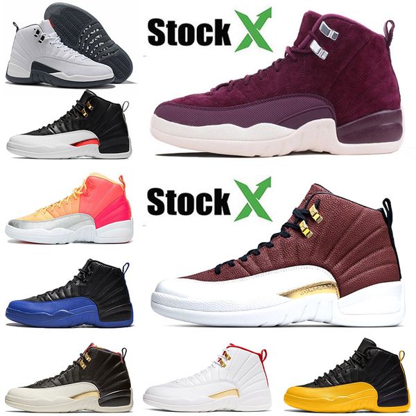 

air jordan retro jumpman 12 12s youthe boys basketball shoes bordeaux game ball trainers sport sneakers mens size 7-13, White;red