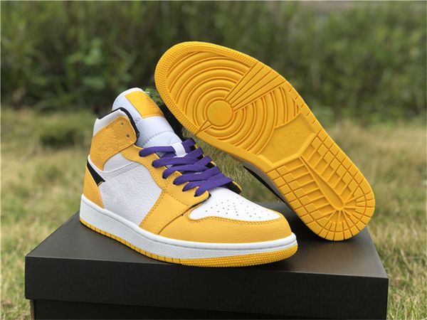 

mid 1 nrg mens basketball shoes white yellow purple 1s outdoor sports sneakers size eu36-46 ship with box, White;red