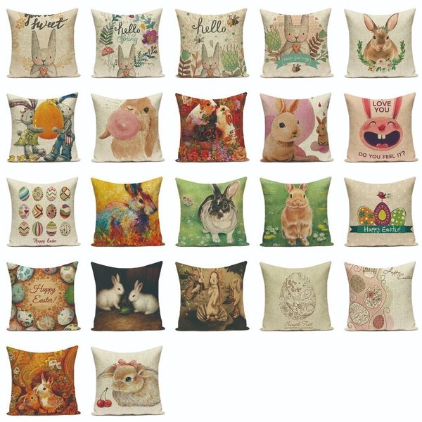 

easter bunny cushion cover eggs easter rabbits pillow home decor custom pillow cover decorative pillows dropshipping throwpillow