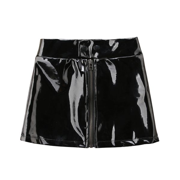 

solid zipper up pu skirt for toddler girl