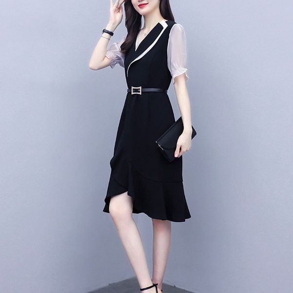 

french dress women's waist show thin fishtail skirt name black skirt, Black;gray