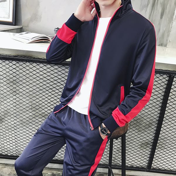 

2018 new spring autumn men sporting suit men's clothing tracksuit teens set 3xl hoodies+pant sweatsuit 2 piece sportswear, Gray