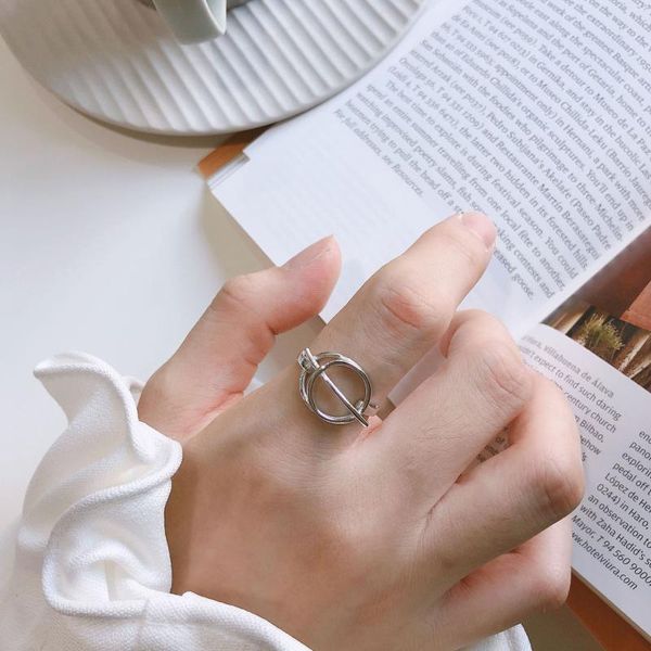 

authentic s925 sterling silver fine jewelry galaxy track rings adjust tlj695, Golden;silver