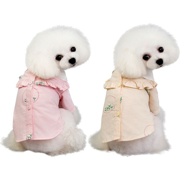 

summer dog clothes pet girl floral shirts for dogs cats vest fashion dog shirts costume with lotus leaf collar dog apparel