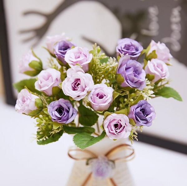 Flores Artificiais Pequeno Rosa Buquê Flores De Seda Decorações De Casamento Flor Venda Atacado Preço Decoração Home Flores Artificiais