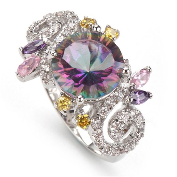 

shunxunze costly time limited discount wedding rings jewelry & accessories for women dropshipping rainbow cubic zirconia rhodium plated r707, Silver