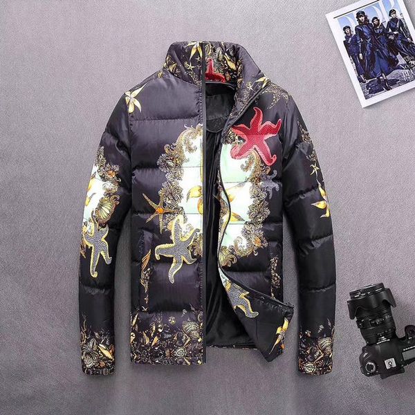 

medusa mens designer down jacket luxury starfish printing brand jacket fashion italy brand logo casual sports personality wild coat, Black