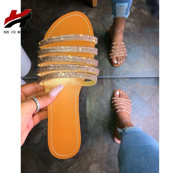 

nan jiu mountain 2020 women slippers sandals flat summer women's shoes open toe fashion font roman wind plus size 38-42, Black