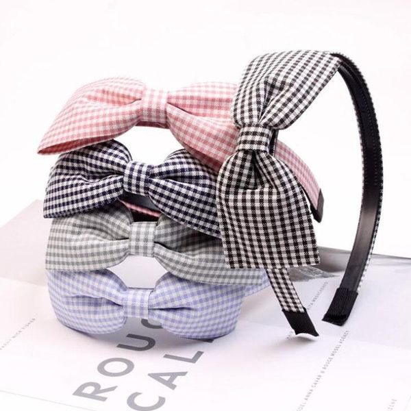 

20pcs/lot cloth art hair decoration simple small grid bow hair hoop hair band for women headbands hairbands headwear, Silver