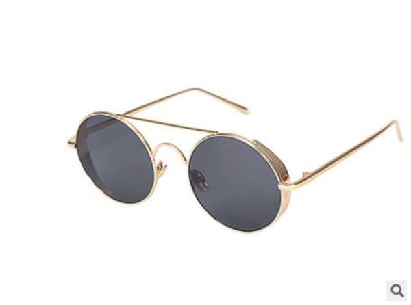 

new 2019 sunglasses round frame color film sunglasses european and american fashion glasses thick edge sunglasses, White;black