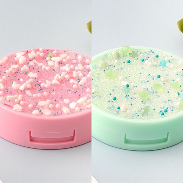 

invisible ins wind stone pattern pupil box portable duplex glasses case glasses case with mirror companion box, Blue