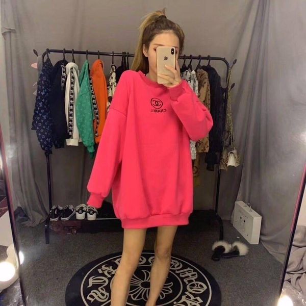 

women's hoodies & sweatshirtsparent-child outfit embroidered loose and thickened mid-length round neck hoodie fashionable xs-3xl, Black