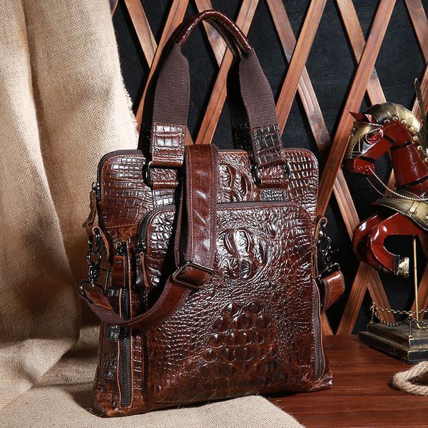 

men's leather business shoulder bag handbag new leather men's bag business crocodile pattern slant span