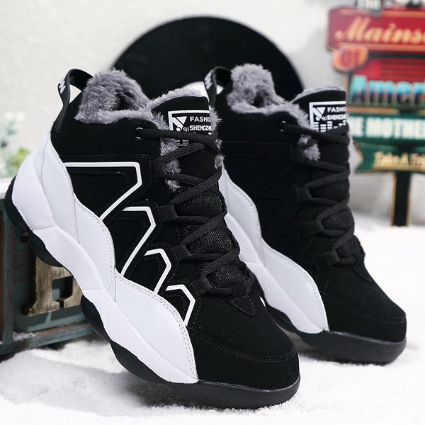 

new winter warm cotton shoes men's soil winter plush thick waterproof youth sports shoes, Black
