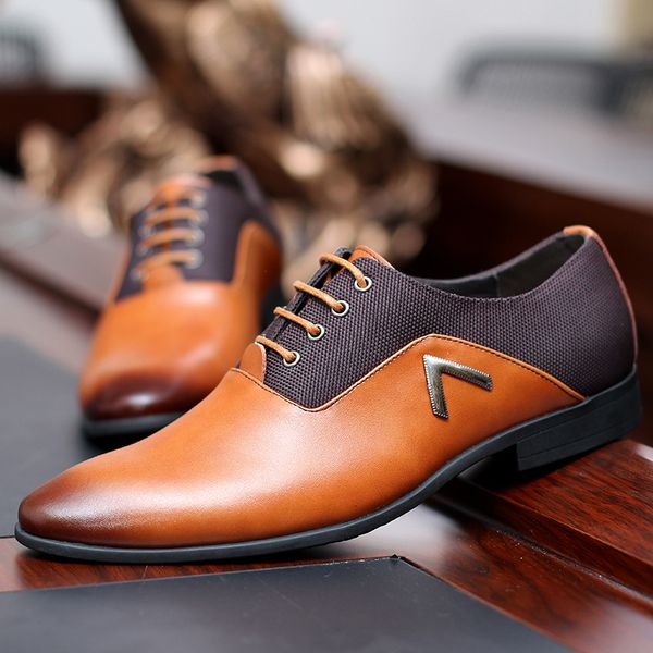 

upuper spring fashion pointed toe men dress shoes business men oxfords shoes for male zapatos casual leather, Black