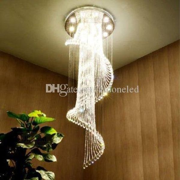 

modern k9 crystal spral raindrop chandelier lighting flush mount led ceiling light fixture pendant lamp for dining room bathroom bedroom