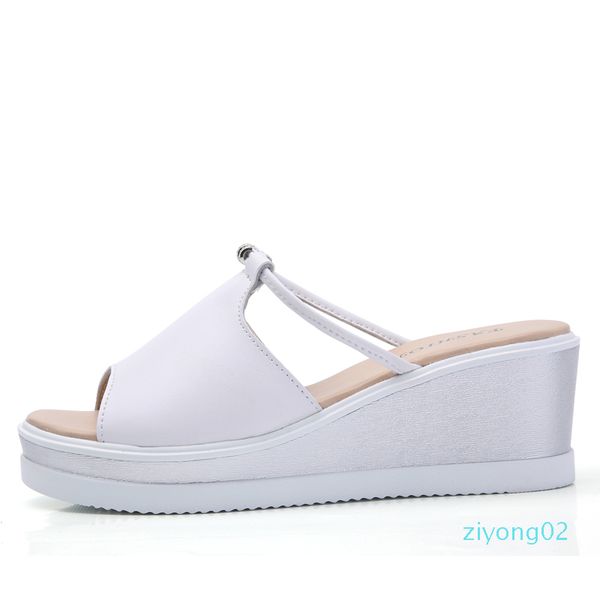 

women slipper sandals heels wedges platform leather peep toe crystal elegant female sandals ladies mules clogs summer shoes z02, Black