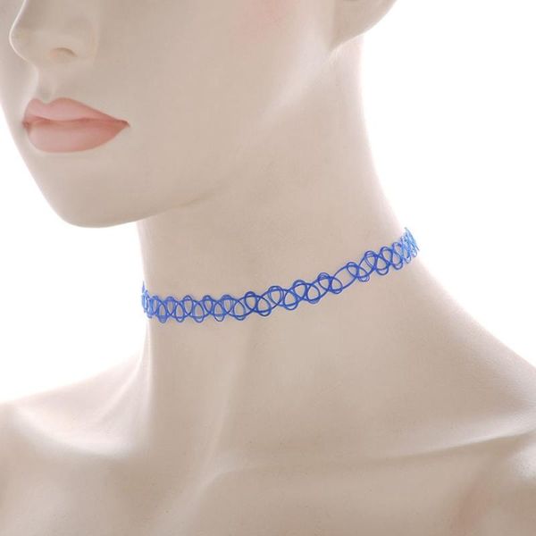 

12pcs/lot sell vintage hippy stretch tattoo choker necklace elastic chocker necklace fishing line tattoo aic88, Golden;silver