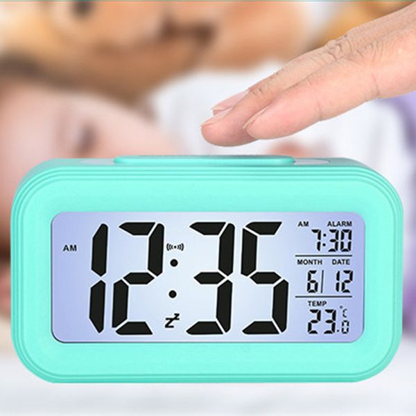 

led digital alarm clock electronic temperature calendar display snooze smart backlight for home office travel desk table decor