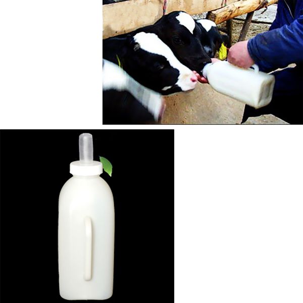

2l calf milk bottle hand rearing poddy teat weaning feeder milking farm #2