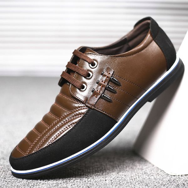 

european style dress quality-spring models mens casual shoes-cross-border lace-up 2020 shoes plus size, Black
