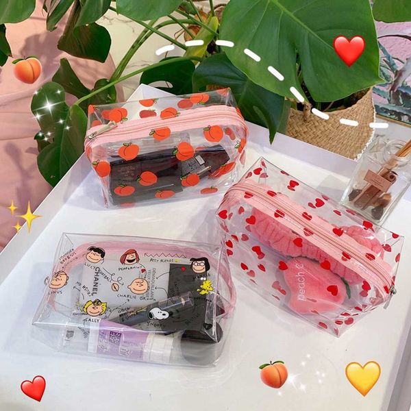 

transparent coin purse pvc travel makeup bag fruits red heart avocado bag dropshipping