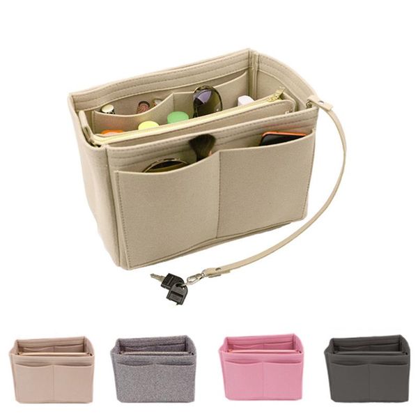 

simple multifunction toiletry bag felt multi-pocket handbag organizer insert purse organizer insert travel essential