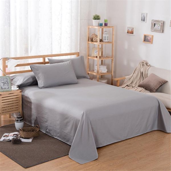 

new 200x230 washed cotton printing solid color flat bed sheets polyester cotton double bed sheet pillowcase bedding linen