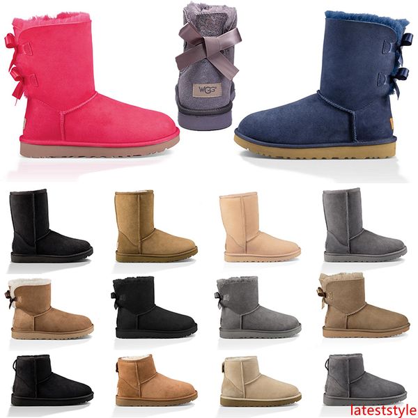 

дешевые дизайнерские ботинки австралии для женщин зимние ботинки снега лодыжки короткий лук черный каштан серый синий мода девушка открытый