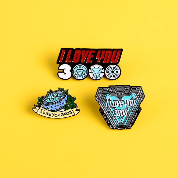 

steel man pin i love you enamel pins brooches energy core backpack clothes bag lapel pin badge movie jewelry gift for movie fans, Gray