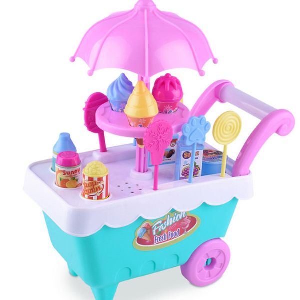 

1pcs kids pretend role play toys simulation diy candy ice-cream trolley set learning educational toy for children birthday gifts