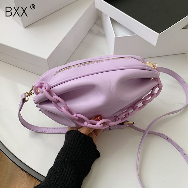 

bxx] solid color pu leather bags for women 2020 simple chain shoulder crossbody handbags female small travel bag hl929