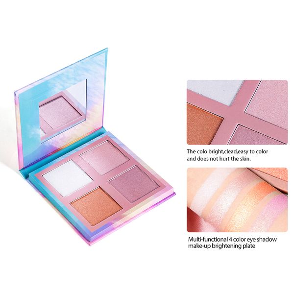 

4 colors women charming eyeshadow palette highlighter make up palette shimmer pigmented eye shadow