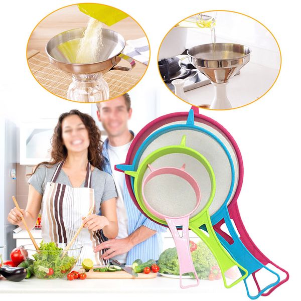

a set mini strainer 4pcs small mesh scoop food sieve gadget flour solid-liquid separator scoop kitchen strainer tool #lr2