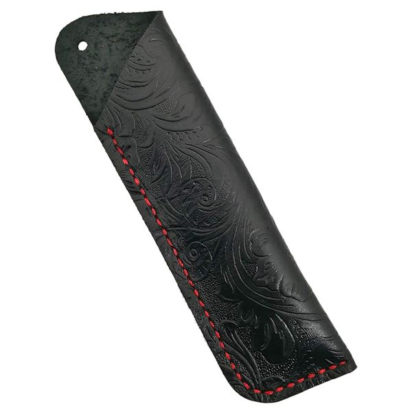 

handmade leather double pen case holder for ballpoint pen fountain sleeve (black