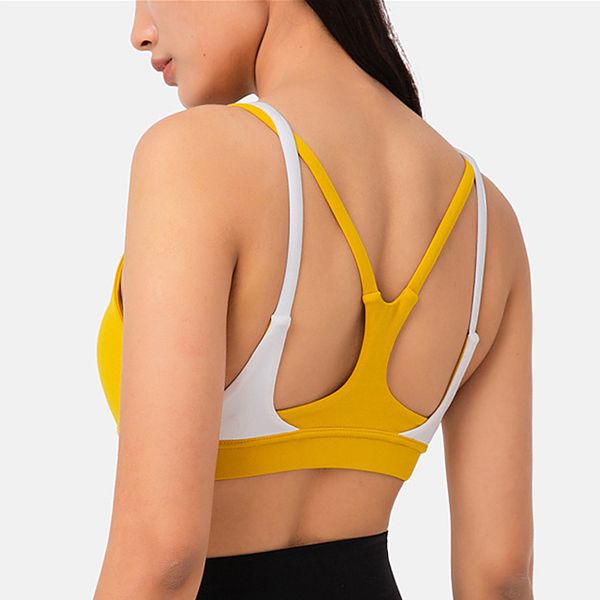 

2020 new women yoga hollow back sports bra gym tank active wear women solid crop push up fitness bras workout vest, White;black