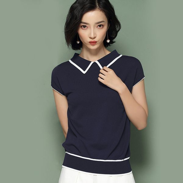 

women knitted short sleeve sweaters and pullovers female jumpers women sweaters solid color for spring and summer, White